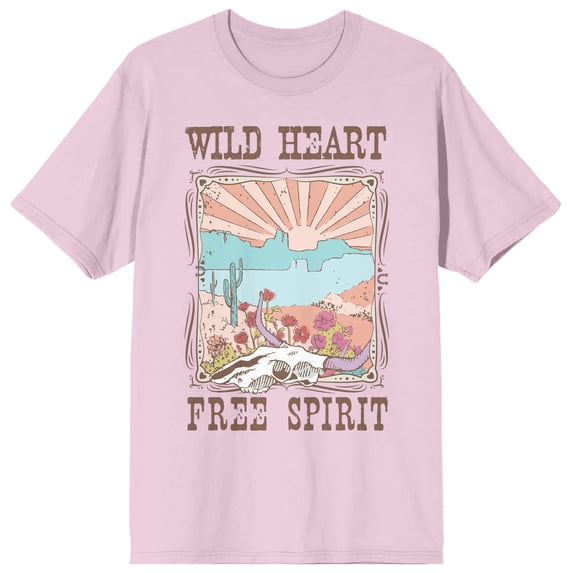 Western Wild Heart Free Spirit Crew Neck Short Sleeve Cradle Pink Women's T-shirt-Medium