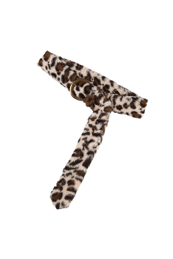 Western Wild Leopard Pattern Belt Patchworked Furry Furs Waist Belt Daily and Formal Dressingup Belt Punk Waist Accessory