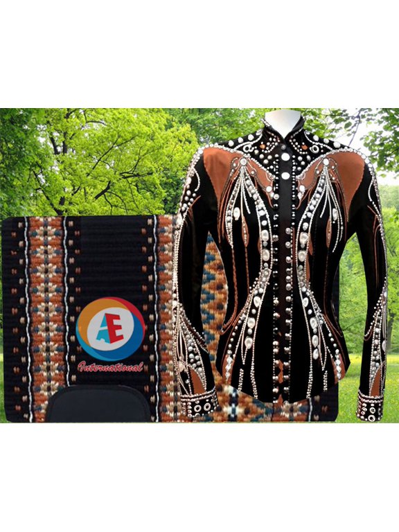 Western Women New Design Showmanship Jacket With Matching Pad, Horse Riding Jacket Custom Rodeo Queen, Western Pleasure Show Shirt