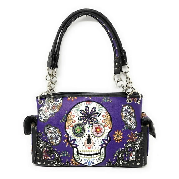 Western Women's Fashion Sugar Skull Embroidery Handbag in 6 Colors