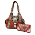thumbnail image 1 of Western Womens Floral Rhinestone Buckle Cross Handbag And Matching Wallet, 1 of 8