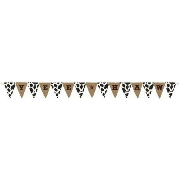 Western 'Yeehaw' Burlap Flag Banner (11ft)