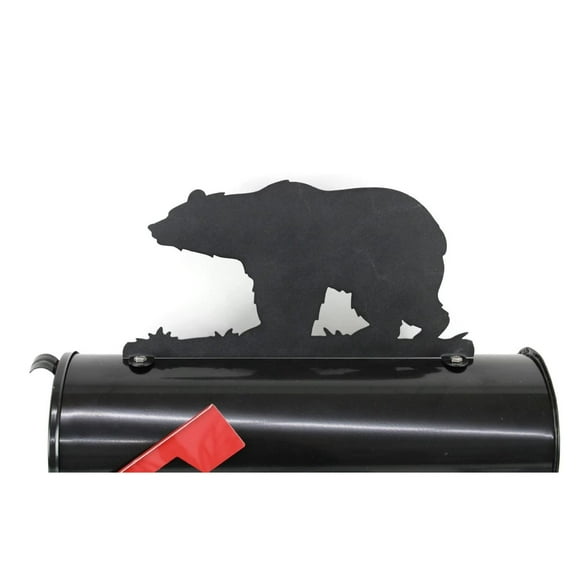 Western and Wildlife Metal Mailbox Topper Many Styles and Color Choices (Bear, Matte Black)