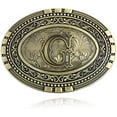 thumbnail image 1 of Western cowboy belt buckle initials ABCDEF TO Z Men's novelty upgraded belt accessories, 1 of 9