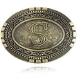 thumbnail image 1 of Western cowboy belt buckle initials ABCDEF TO Z Men's novelty upgraded belt accessories, 1 of 9