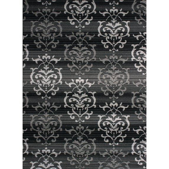 Westfield Home Montclaire Germaine Medallion Area Rug Grey 2'3" x 7'2" Runner 6' Runner Indoor,Runner Living Room,Kitchen,Entryway Black