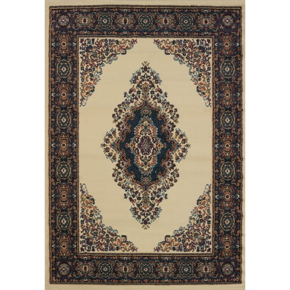 Westfield Home Ulubre Cyprian Area Rug Cream 3'11" x 5'3" 4' x 6' Indoor Living Room,Bedroom,Dining Room Navy