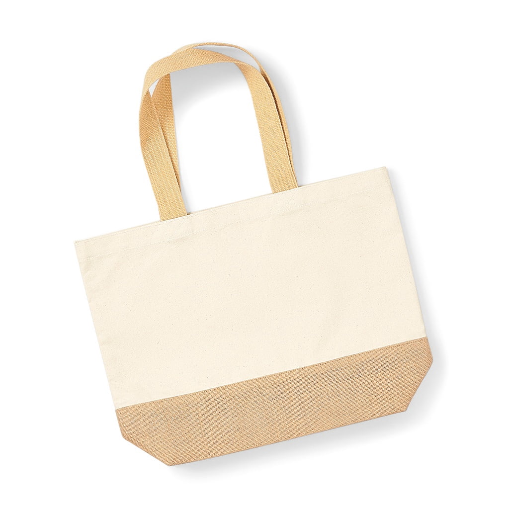 Westford Mill Canvas Tote Bag – 100% Baumwolle, Jute-Boden, 18 Liter Fassungsvermögen, 34x36x13 Cm, Mit Langen Tragegriffen