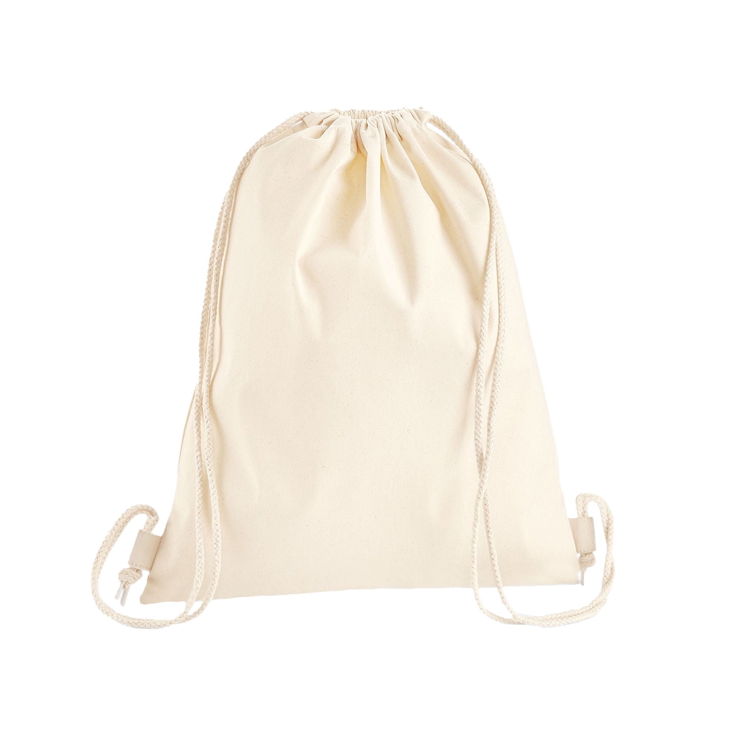 Westford Mill Nautical Drawstring Bag - Natural & Navy Striped Cotton Canvas Tote, 18x14.5 Inches