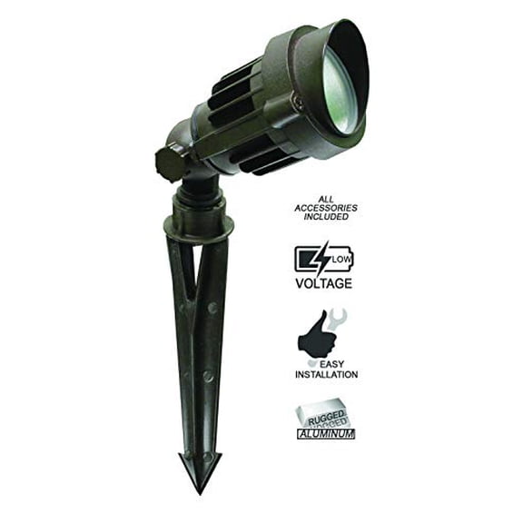 Westgate LED Low Voltage Landscape Spotlight - 12 Volt AC/DC Garden Light - Integrated LED - 400 Lumens - All Accessories Included (6 Watt, 2700K Warm White)