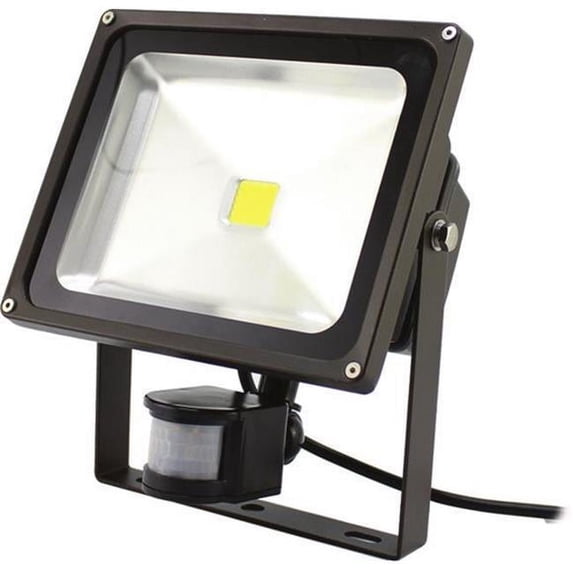 Westgate LF-30CW-P LED Flood Light With Pir Motion Sensor Dark Bronze 30 Watt Cool White