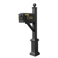 thumbnail image 1 of Westhaven System with Lewiston Mailbox, (3 Cast Plates) Square Base & Large Ball Finial in (Black), 1 of 4