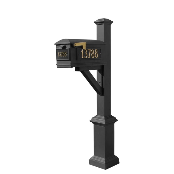 Westhaven System With Lewiston Mailbox, (3 Cast Plates) Square Base & Pyramid Finial In (Black)