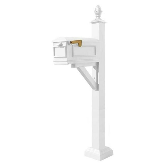 Westhaven System with Lewiston Mailbox, Square Collar & Pineapple Finial, White