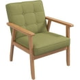 thumbnail image 1 of Westice Accent Chair 1PC, Mid-Century Modern Living Room Chairs with Solid Wood Frame & Soft Thicken Cushion, Upholstered Arm Reading Chair for Bedroom, Balcony, Green Linen Fabric & Natural Legs, 1 of 9