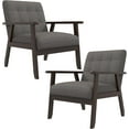 thumbnail image 1 of Westice Accent Chair Set of 2, Mid-Century Modern Living Room Chairs with Solid Wood Frame & Soft Thicken Cushion, Upholstered Arm Reading Chair for Bedroom, Balcony, Grey Linen Fabric & Black Legs, 1 of 9