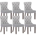 thumbnail image 1 of Westice Dining Chair Set of 6, Velvet Wingback Tufted Chairs for Dining Room with Nailhead Rivet Trim Design Pull Ring on Backrest Wood Legs, Light Gray, 1 of 9