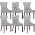 thumbnail image 1 of Westice Dining Room Chairs Set of 6, Velvet Fabric, Button Tufted, Wood Legs, Light Gray, 1 of 9