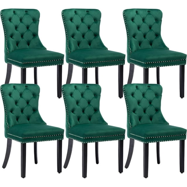 Westice Dining Chair Set of 6, Velvet Wingback Tufted Chairs for Dining