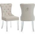 thumbnail image 1 of Westice Dining Room Chairs Set of 2, Velvet Fabric, Button Tufted, Acrylic Legs, Beige, 1 of 10