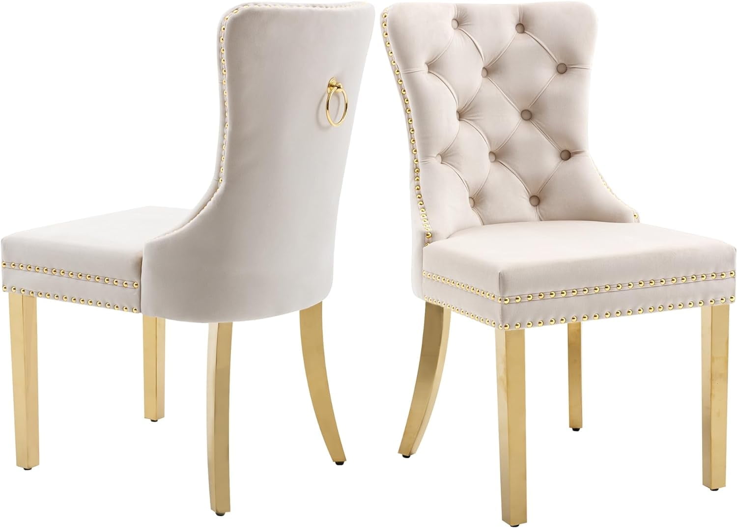 Westice Dining Chairs Set of 2, Tufted Velvet Chairs with Gold ...