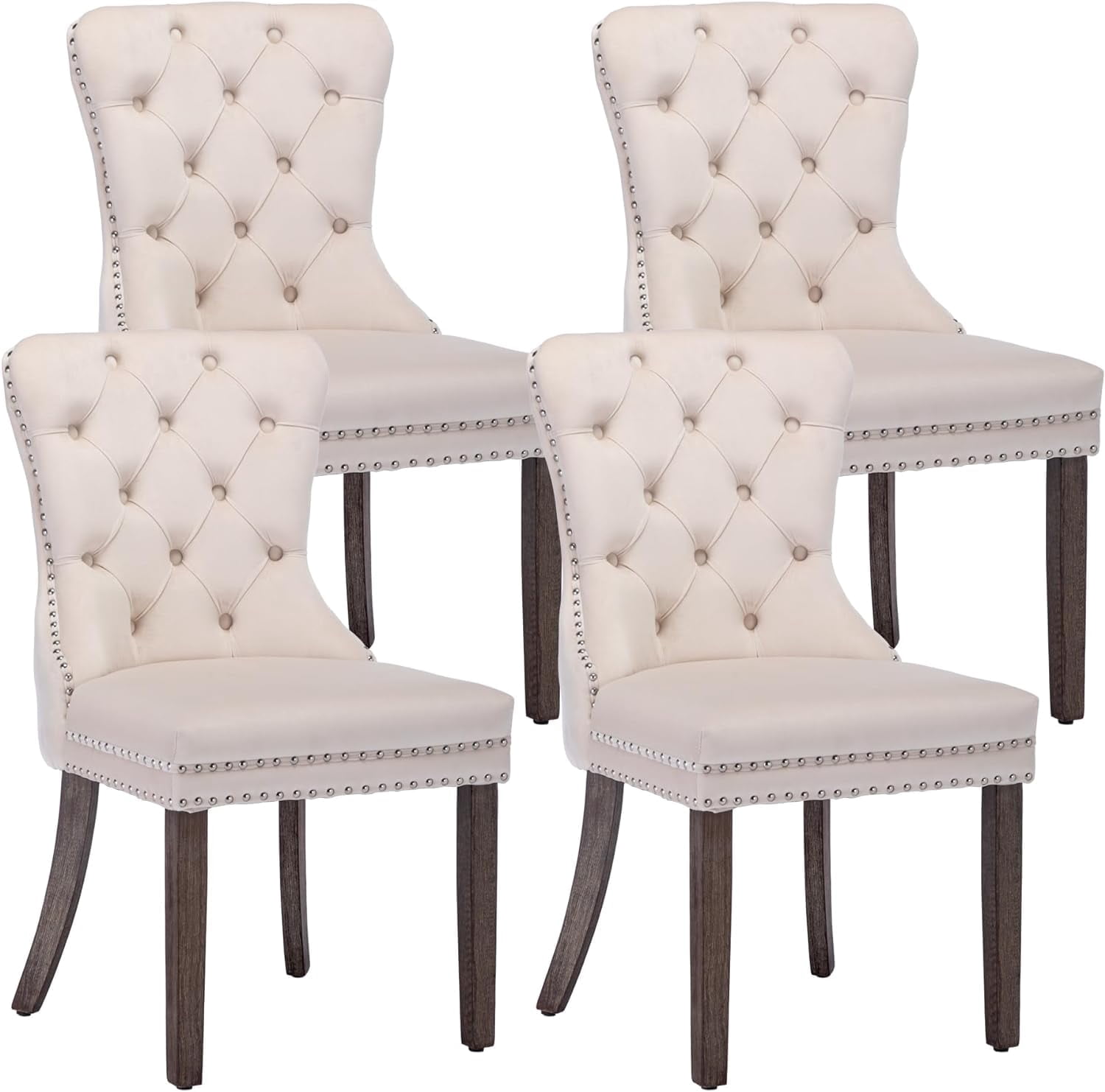 Westice Upholstered Dining Chairs Set of 4, Velvet Tufted, Rivet Trim ...
