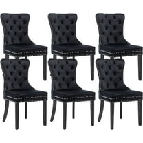 Westice Dining Chairs Set of 6, Tufted Dining Room Chair with Nailhead for Kitchen Restaurant, Black