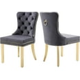 thumbnail image 1 of Westice Dining Room Chairs Set of 2, Tufted Velvet Chairs with Golden Stainless Legs, Rivet Trim Metal Pull Ring Large Back for Kitchen Dining Room Restaurant, Dark Gray, 1 of 9