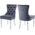 thumbnail image 1 of Westice Dining Room Chairs Set of 2, Tufted Velvet Chairs with Modern Stainless Steel Legs, Rivet Trim Metal Pull Ring Large Back for Kitchen Dining Room Restaurant, Dark Gray, 1 of 9