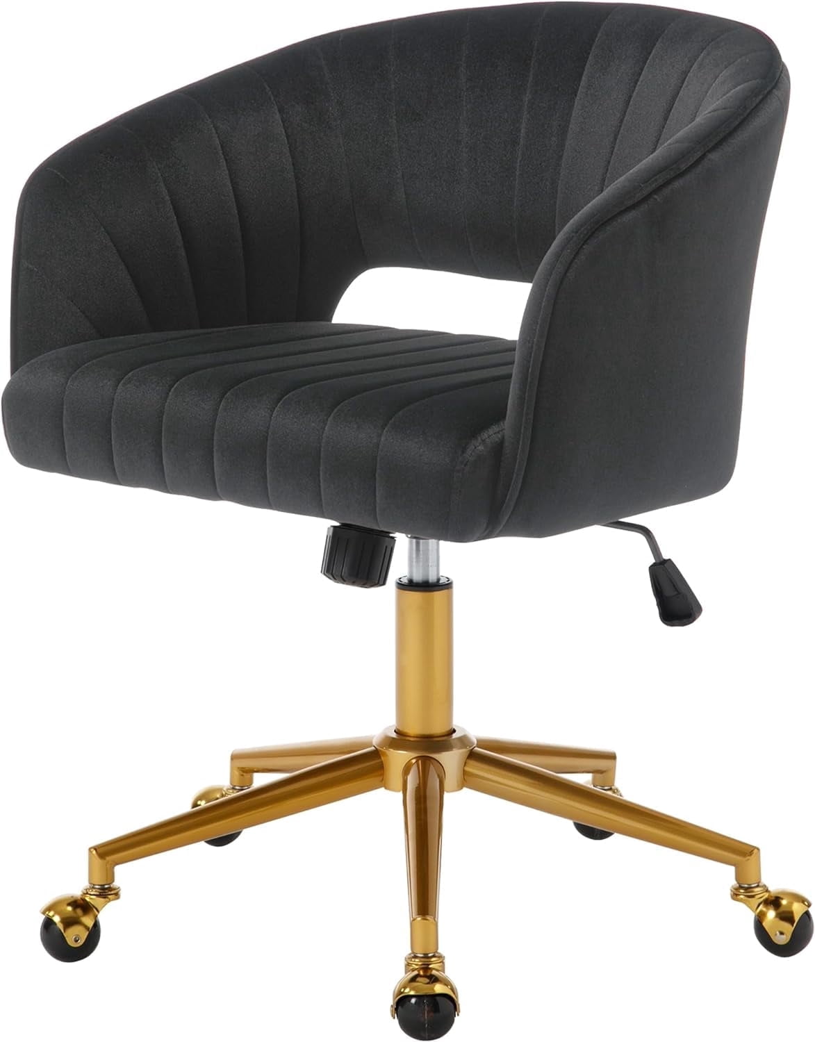 Westice Home Office Desk Chairs, Velvet Rolling Chair, Height Adjustable Swivel Vanity Chair, Ergonomic Chair for Study, Living Room Computer Room, Black