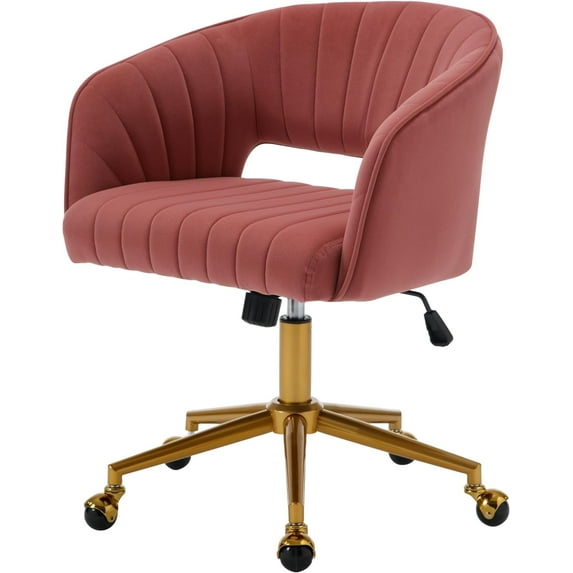 Westice Home Office Desk Chairs, Velvet Rolling Chair, Height Adjustable Swivel Vanity Chair, Ergonomic Chair for Study, Living Room Computer Room, Red