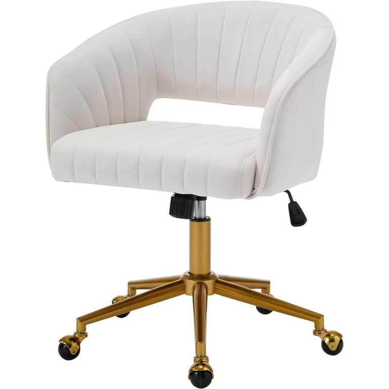 Westice Home Office Desk Chairs Velvet Task Chair Height Adjustable Swivel Vanity Chair with Golden Base for Vanity Study Living Room Computer