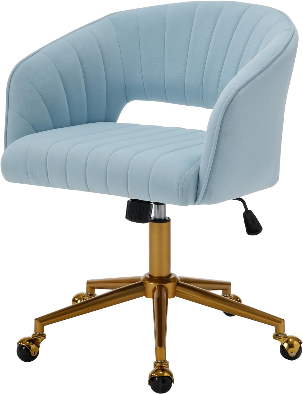 Westice Velvet Task Chair Adjustable Swivel Office Desk Chair Golden Base Beige Walmart