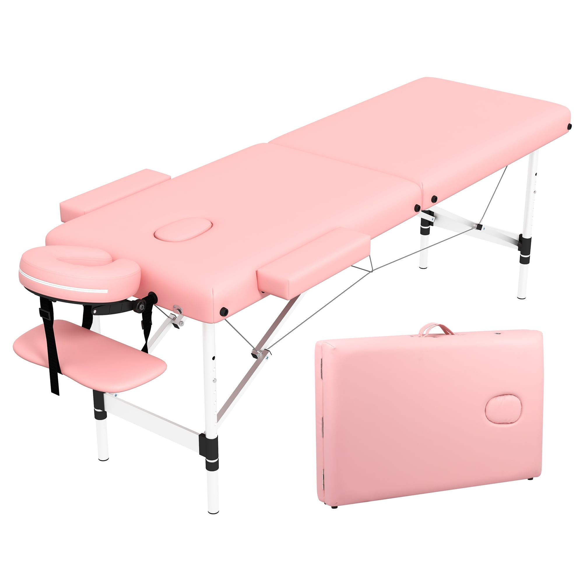 Saloniture Professional Portable Massage Table with Backrest Burgundy