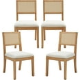 thumbnail image 1 of Westice Rattan Dining Chairs Set of 4, Farmhouse Natural Dining Room Chairs with Upholstered Cushion, Wood Armless Chairs for Kitchen/Restaurant, 1 of 9