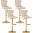 thumbnail image 1 of Westice Velvet Swivel Bar Stools Set of 4 with Tufted Back & Gold Base, Beige, 1 of 9