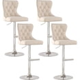 thumbnail image 1 of Westice Velvet Swivel Bar Stools Set of 4 with Tufted Back & Steel Base, Beige, 1 of 9