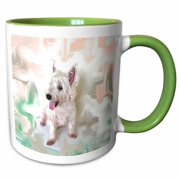 3drose, Westie, 11oz Two-tone Green Mug