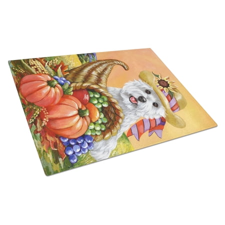 Westie Autumn Glass Cutting Board Large