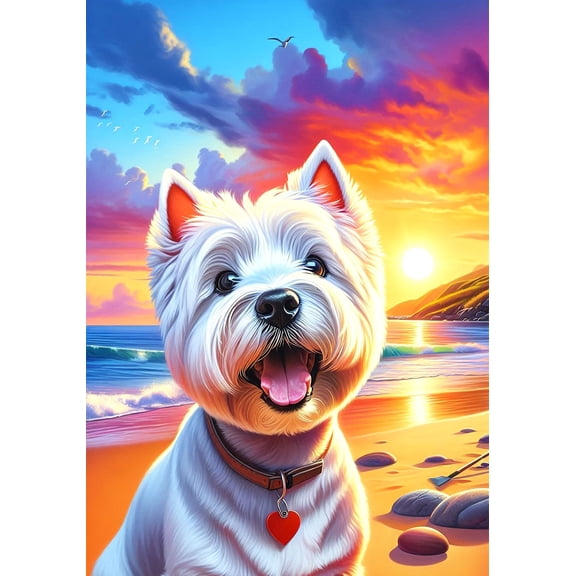 Westie - Best of Breed DCR Summer Sunset Outdoor Garden Flag 12" x 17"