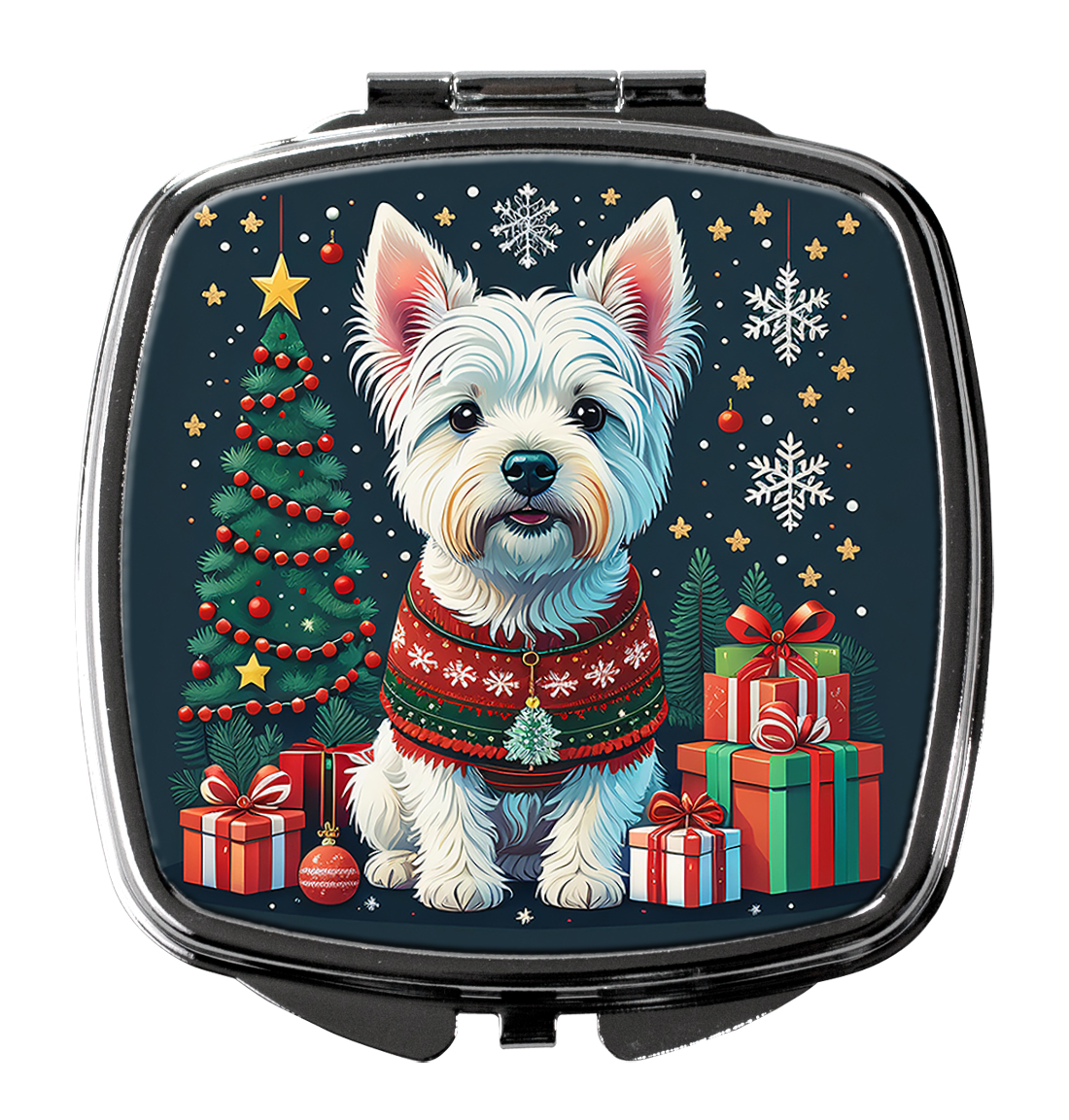 Westie Christmas Compact Mirror 2.75 in x 3 in