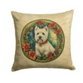 thumbnail image 1 of Westie Christmas Flowers Throw Pillow 18 in x 18 in, 1 of 5