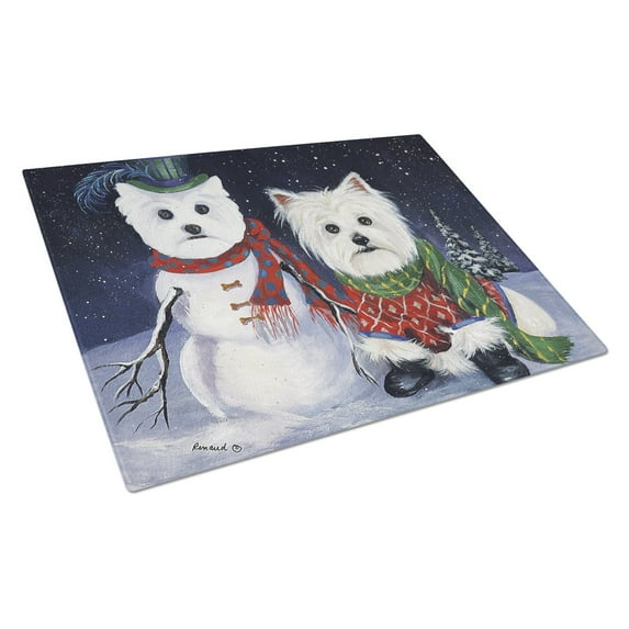 Westie Christmas Self Portrait Glass Cutting Board Large PPP3286LCB