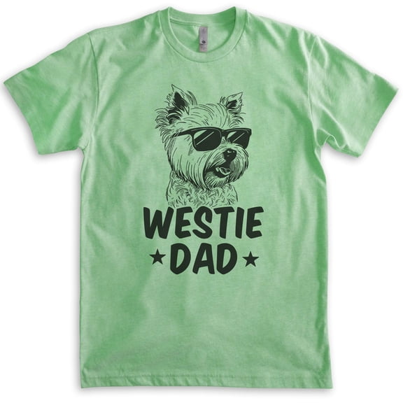 Westie Dad, Unisex Men's Shirt, West Highland White Terrier Owner, Funny Dog Dad Gift, Heather Apple Green, Large