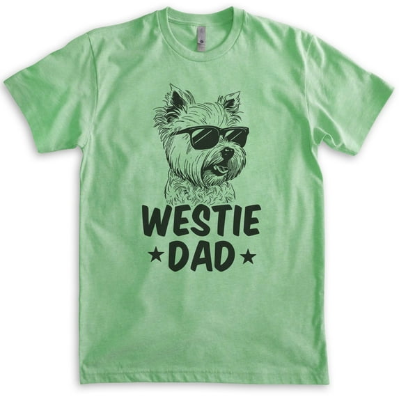 Westie Dad, Unisex Men's Shirt, West Highland White Terrier Owner, Funny Dog Dad Gift, Heather Apple Green, X-Small