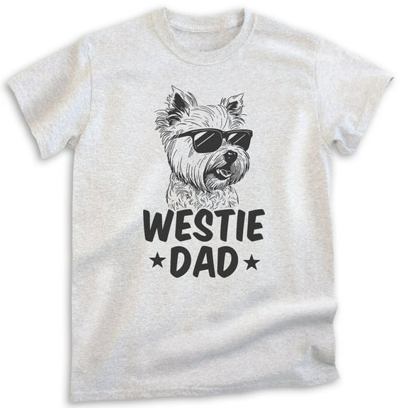 Westie Dad, Unisex Men's Shirt, West Highland White Terrier Owner, Funny Dog Dad Gift, Heather Ash, Large