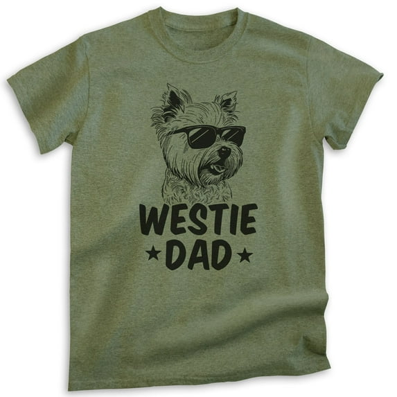 Westie Dad, Unisex Men's Shirt, West Highland White Terrier Owner, Funny Dog Dad Gift, Heather Military Green, 3X-Large