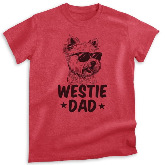 Westie Dad, Unisex Men's Shirt, West Highland White Terrier Owner, Funny Dog Dad Gift, Heather Red, Large