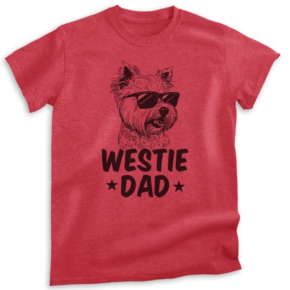 Westie Dad, Unisex Men's Shirt, West Highland White Terrier Owner, Funny Dog Dad Gift, Heather Red, X-Large