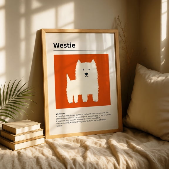 Westie Definition Print, West Highland Terrier Wall Art, Minimalist Dog Breed Poster, Funny Dog Definition Art, Dog Lover Gift, Poster Only